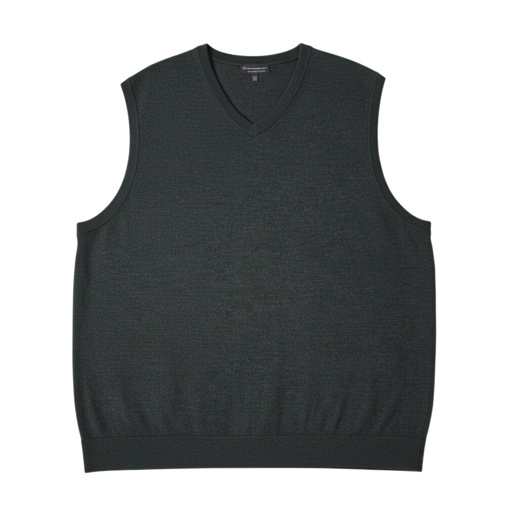 NWT Hart Schaffner Marx Sweater Vest 3XB Dark Green Mens Merino Wool V-Neck
